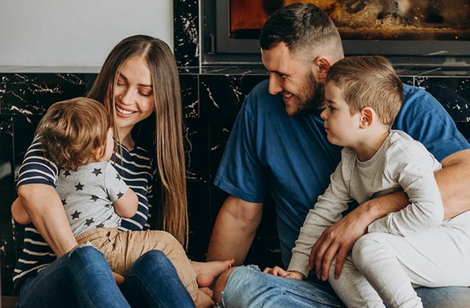 Young family with two sons house